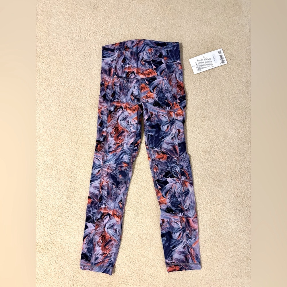 {NWT}Lululemon Fast & Free Brushed Fabric HR Tight 24" Atmospheric Purple Multi.